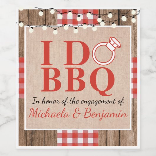 Rustige I Do BBQ Engagement Party-koppels — Shower Wijn Etiket (Enkel label)