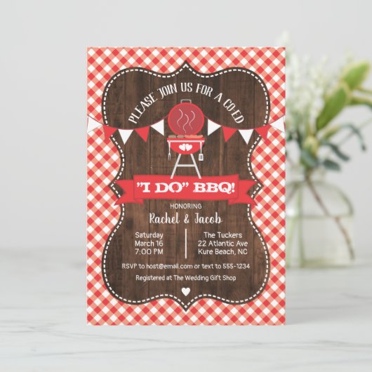 Rustige I DO BBQ-koppels bruiloftsfeest Kaart (Staand voorkant)