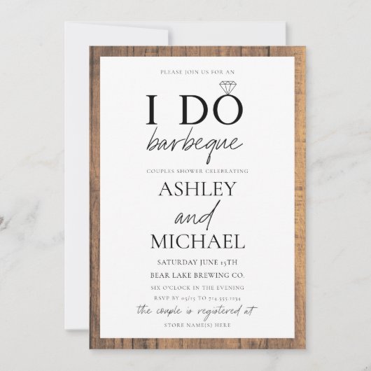 Rustige I DO BBQ Simple Script Photo Shower Kaart (Voorkant)