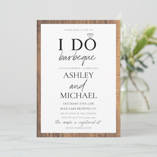 Rustige I DO BBQ Simple Script Photo Shower Kaart (Staand voorkant)