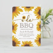 Rustige I DO BBQ Sunflower & Gold Engagement Party Kaart (Staand voorkant)