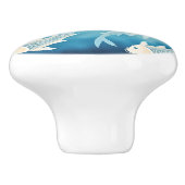 Rustige Indigo Koi Design Elegante Waterverf Knop (Zijkant)