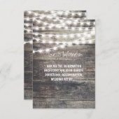 Rustige informatie over hout en snaarlampen trouwg informatiekaartje (Voorkant / Achterkant)