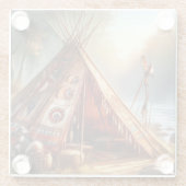 Rustige inheemse Indiase tipi bij een serene rivie Glazen Onderzetter (Achterkant)