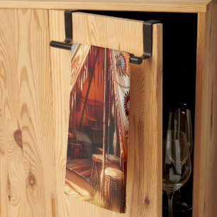 Rustige inheemse Indiase tipi bij een serene rivie Theedoek