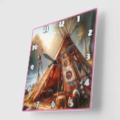 Rustige inheemse Indiase tipi bij een serene rivie Vierkante Klok (Hoek)