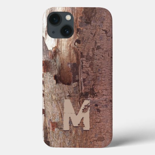 Rustige Initiaal van de houtboomschors Case-Mate iPhone Case (Achterkant)