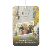Rustige Initialen 4ever Hart Carved Tree Wedding Luchtverfrisser (Voorkant)