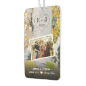 Rustige Initialen 4ever Hart Carved Tree Wedding Luchtverfrisser (Links)