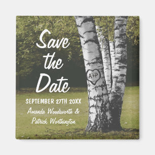 Rustige Initialen Boom Weddenschap Save the Date Magneet