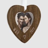 Rustige Initialen in hout - Harde foto met carved  Ornament (voorkant)