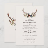 Rustige initialen met florale en geweien bruiloft (Voorkant / Achterkant)