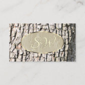 Rustige Initialen van de Bark Grain Oval Gold Bord Visitekaartje (Voorkant)