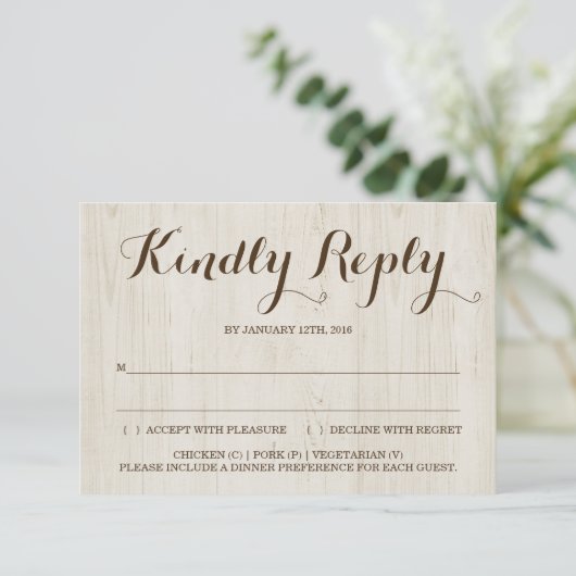 Rustige inzending van de reactiekaart RSVP kaartje (Staand voorkant)