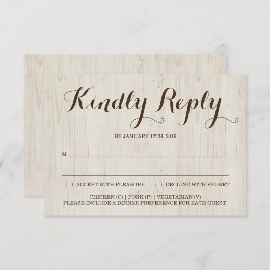 Rustige inzending van de reactiekaart RSVP kaartje (Voorkant / Achterkant)