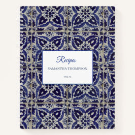 Rustige Italiaanse Azulejo Blue White Geometric Re Notitieboek