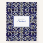 Rustige Italiaanse Azulejo Blue White Geometric Sk Notitieboek (Voorkant)