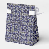 Rustige Italiaanse tegels Azulejo Blue White Geome Bedankdoosjes (Achterkant)