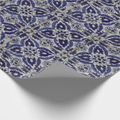 Rustige Italiaanse tegels Azulejo Blue White Geome Cadeaupapier (Hoek)