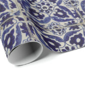 Rustige Italiaanse tegels Azulejo Blue White Geome Cadeaupapier (Rol Hoek)