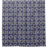 Rustige Italiaanse tegels Azulejo Blue White Geome Douchegordijn (Voorkant)