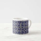 Rustige Italiaanse tegels Azulejo Blue White Geome Espresso Kop (Voorkant rechts)