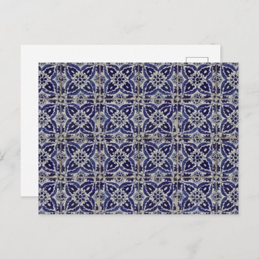 Rustige Italiaanse tegels Azulejo Blue White Geome Feestdagenkaart (Voorkant / Achterkant)
