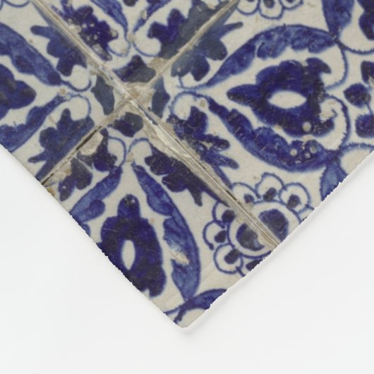 Rustige Italiaanse tegels Azulejo Blue White Geome Fleece Deken (Hoek)