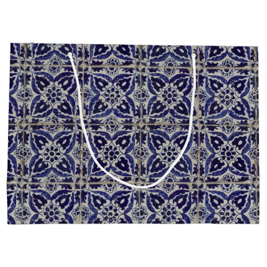 Rustige Italiaanse tegels Azulejo Blue White Geome Groot Cadeauzakje (Achterkant)