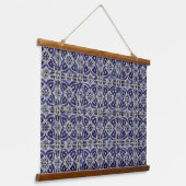 Rustige Italiaanse tegels Azulejo Blue White Geome Hangend Wandkleed (Gebogen)