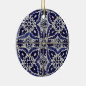 Rustige Italiaanse tegels Azulejo Blue White Geome Keramisch Ornament (Rechts)