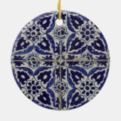 Rustige Italiaanse tegels Azulejo Blue White Geome Keramisch Ornament (Achterkant)