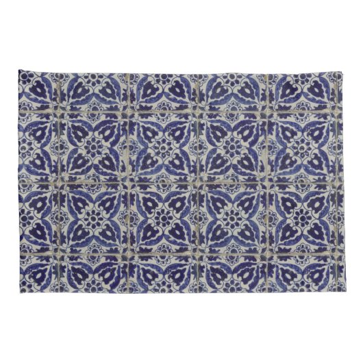 Rustige Italiaanse tegels Azulejo Blue White Geome Kussensloop (Achterkant-Rechts)