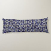 Rustige Italiaanse tegels Azulejo Blue White Geome Lichaamskussen (Achterkant)