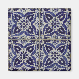 Rustige Italiaanse tegels Azulejo Blue White Geome Magneet