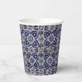 Rustige Italiaanse tegels Azulejo Blue White Geome Papieren Bekers (Links)