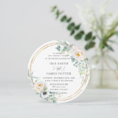 Rustige Ivory Floral Eucalyptus Wedding Gold Cirke Kaart (Staand voorkant)