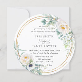 Rustige Ivory Floral Eucalyptus Wedding Gold Cirke Kaart