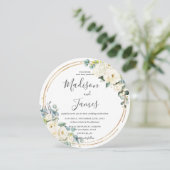 Rustige Ivory Floral Eucalyptus Wedding Gold Cirke Kaart (Staand voorkant)