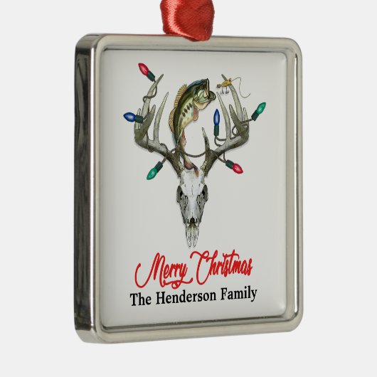 Rustige jachtkerst Vist Metalen Ornament (Rechts)