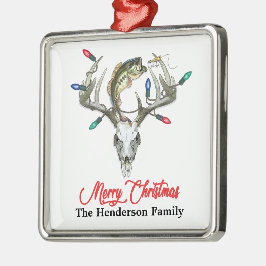 Rustige jachtkerst Vist Metalen Ornament (Links)