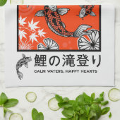 Rustige Japanse Karper Kunst Theedoek (Gevouwen)
