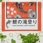 Rustige Japanse Karper Kunst Theedoek (Gevouwen)