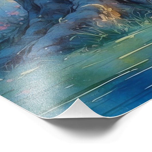 Rustige Japanse kersenbloesem Waterverf Landsc Foto Afdruk (Hoek)