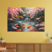 Rustige Japanse Tuin met Koi Pond Canvas Afdruk (Insitu (Woonkamer))