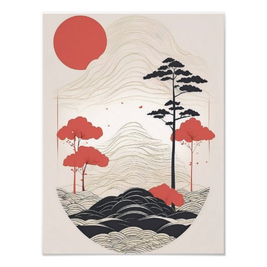 Rustige Japanse Tuin met Koi Pond Foto Afdruk (Voorkant)