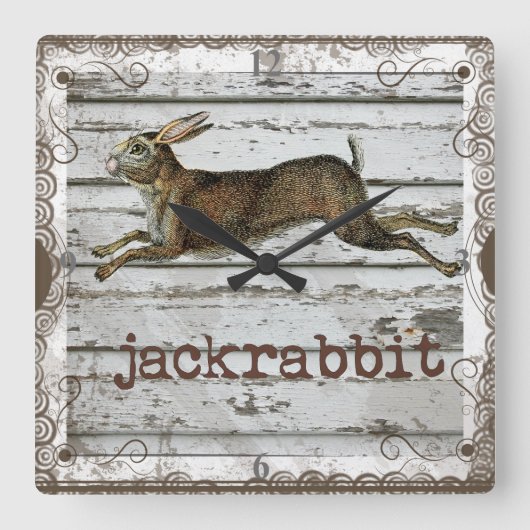 Rustige  jaskrabbit Hare Drawing White Wood Vierkante Klok (Voorkant)
