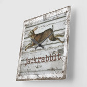 Rustige  jaskrabbit Hare Drawing White Wood Vierkante Klok (Hoek)
