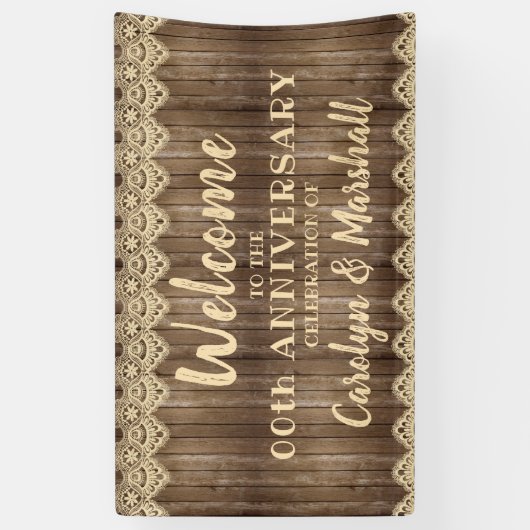 Rustige Jubileum met hout en room Spandoek (Verticaal)