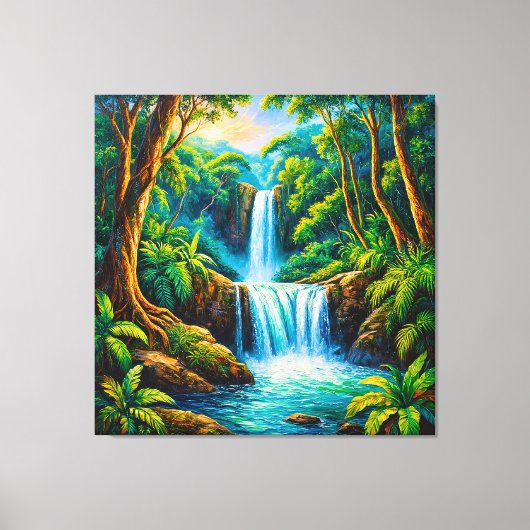 Rustige Jungle Waterval Canvas Afdruk (Voorkant)